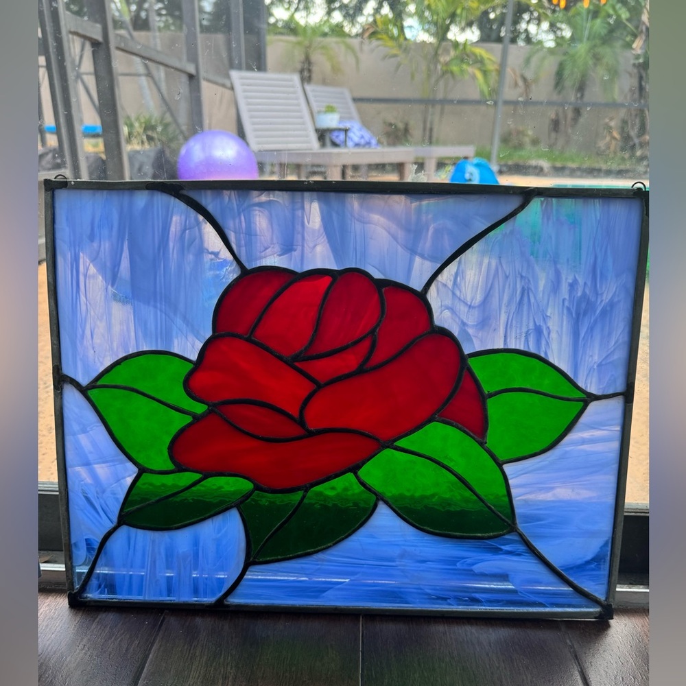 Vintage Stained Glass Window (12 x16 inches)